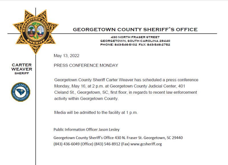Press release sheriff calls press conference 